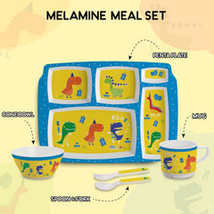 Dino Party  Kids Melamine Meal, Set of 5 Pentameal