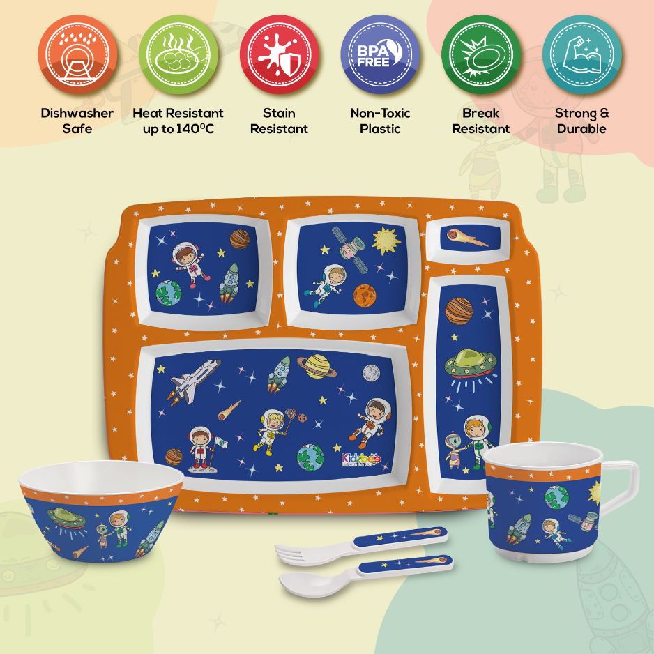 Cosmic Explorer  Kids Melamine Meal, Set of 5 Pentameal