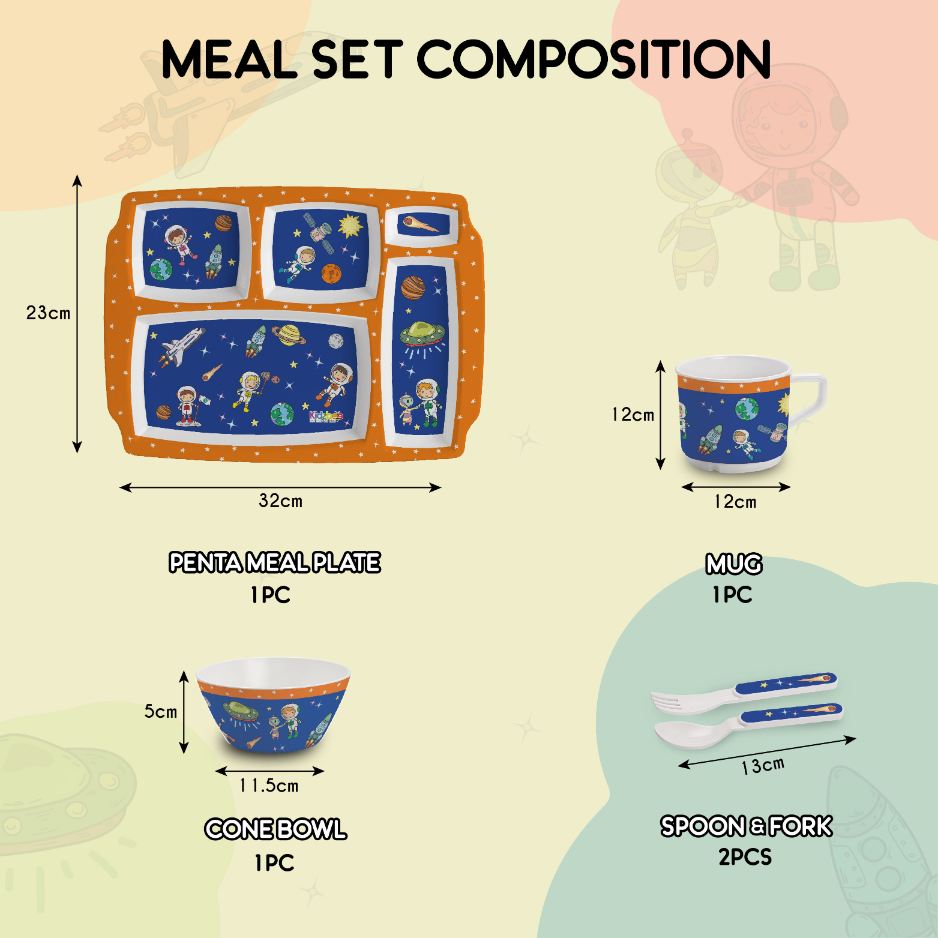 Cosmic Explorer  Kids Melamine Meal, Set of 5 Pentameal