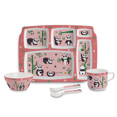 Pentameal Bamboo Buddies Peach Kids Melamine Meal Set 5 Pieces