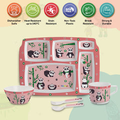 Bamboo Buddies Peach Kids Melamine Meal, Set of 5 Pentameal