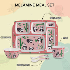 Bamboo Buddies Peach Kids Melamine Meal, Set of 5 Pentameal