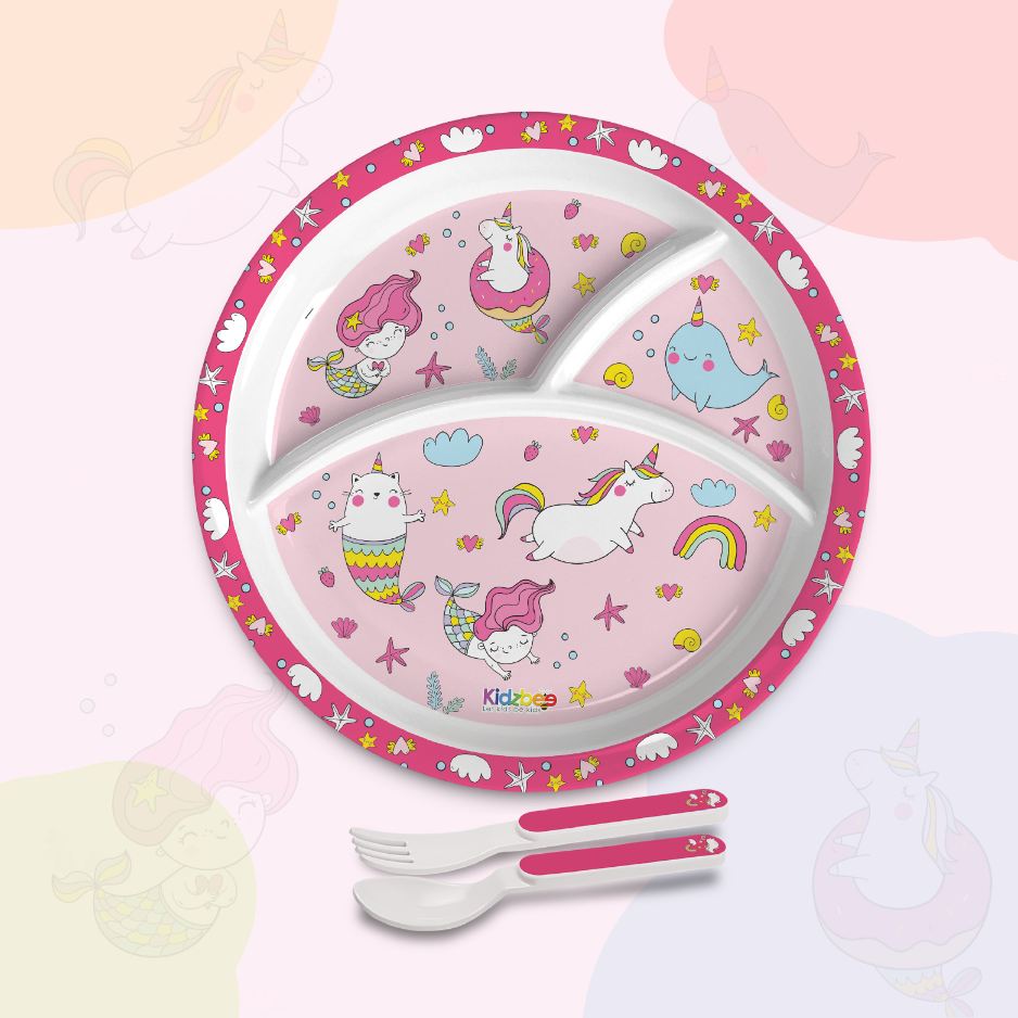 Pink Parade Kids Melamine Meal, Set of 3 Trioplate