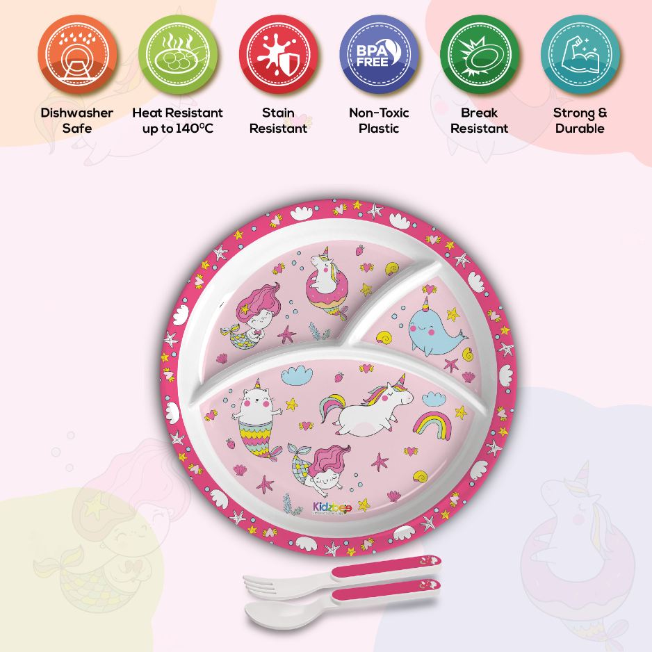 Pink Parade Kids Melamine Meal, Set of 3 Trioplate