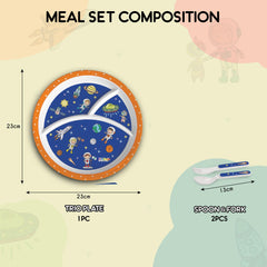 Trioplate Cosmic Explorer Navy Blue Kids Melamine Meal Set / 3 Pieces