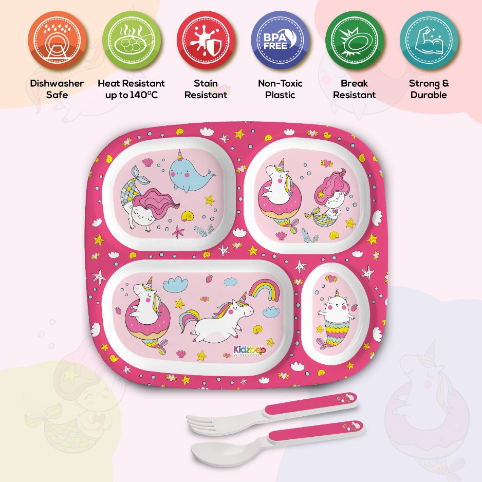 Pink Parade Kids Melamine Meal, Set of 3 Quadmeal