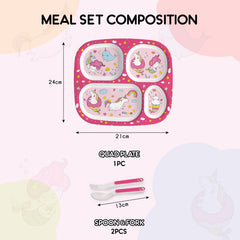 Pink Parade Kids Melamine Meal, Set of 3 Quadmeal