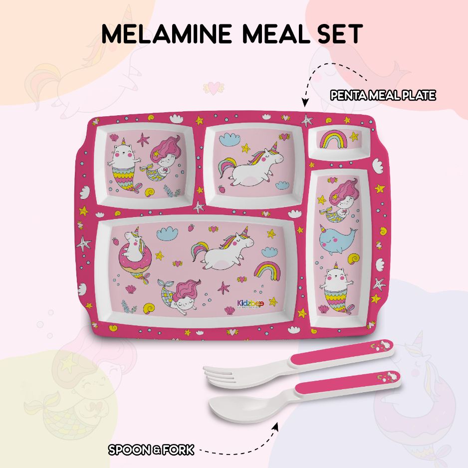 Pink Parade Kids Melamine Meal, Set of 3 Pentameal