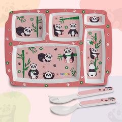 Pentameal Bamboo Buddies Peach Kids Melamine Meal Set 3 Pieces