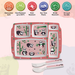 Pentameal Bamboo Buddies Peach Kids Melamine Meal Set 3 Pieces