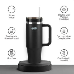 Quench Tumbler Water Bottle with Lid and Straw, 900 Ml Black / 900 ml