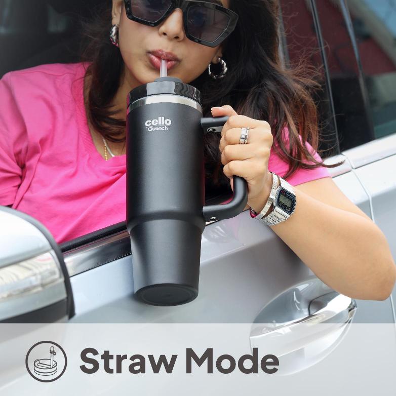 Quench Tumbler Water Bottle with Lid and Straw, 900 Ml Black / 900 ml