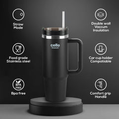 Quench Tumbler Water Bottle with Lid and Straw, 900ml Black / 900 ml