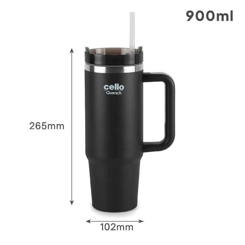 Quench Tumbler Water Bottle with Lid and Straw, 900 Ml Black / 900 ml