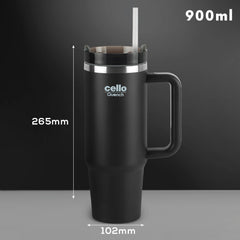 Quench Tumbler Water Bottle with Lid and Straw, 900ml Black / 900 ml