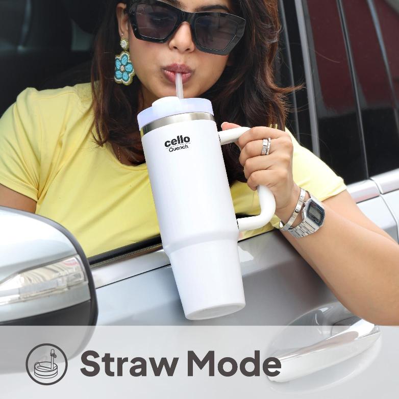 Quench Tumbler Water Bottle with Lid and Straw, 900 Ml White / 900 ml