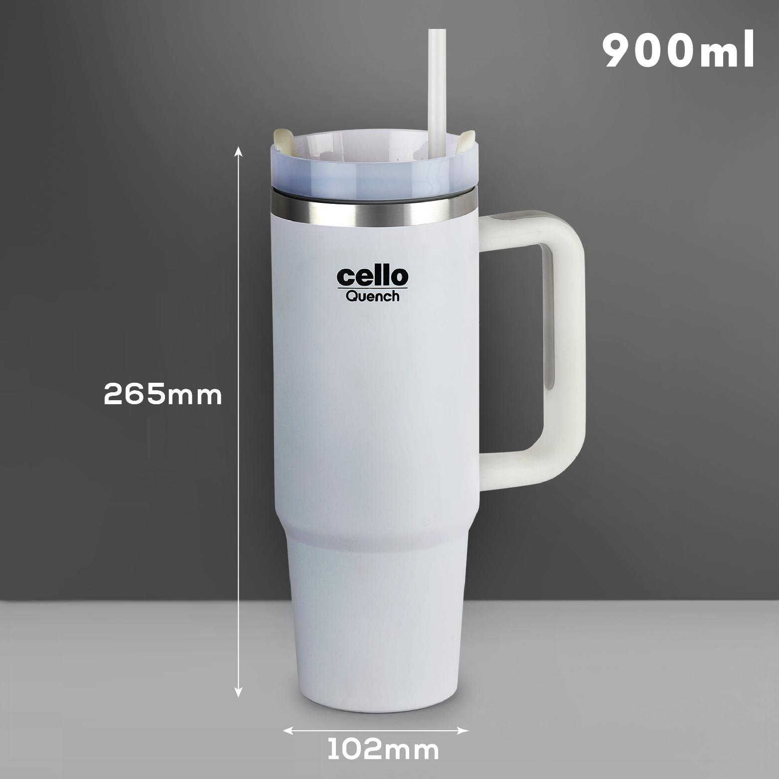 Quench Tumbler Water Bottle with Lid and Straw, 900ml White / 900 ml