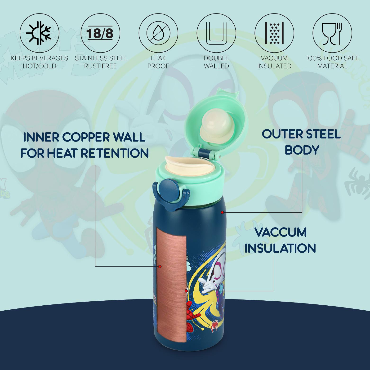 Gulp 3D Touch & Feel Designs Web Warriors One Click Push Thermosteel Flask, 475 ml Web Warriors