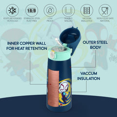 Giggle 3D Touch & Feel Designs Web Warriors, Sipper Thermosteel Flask, 550 ml Web Warriors