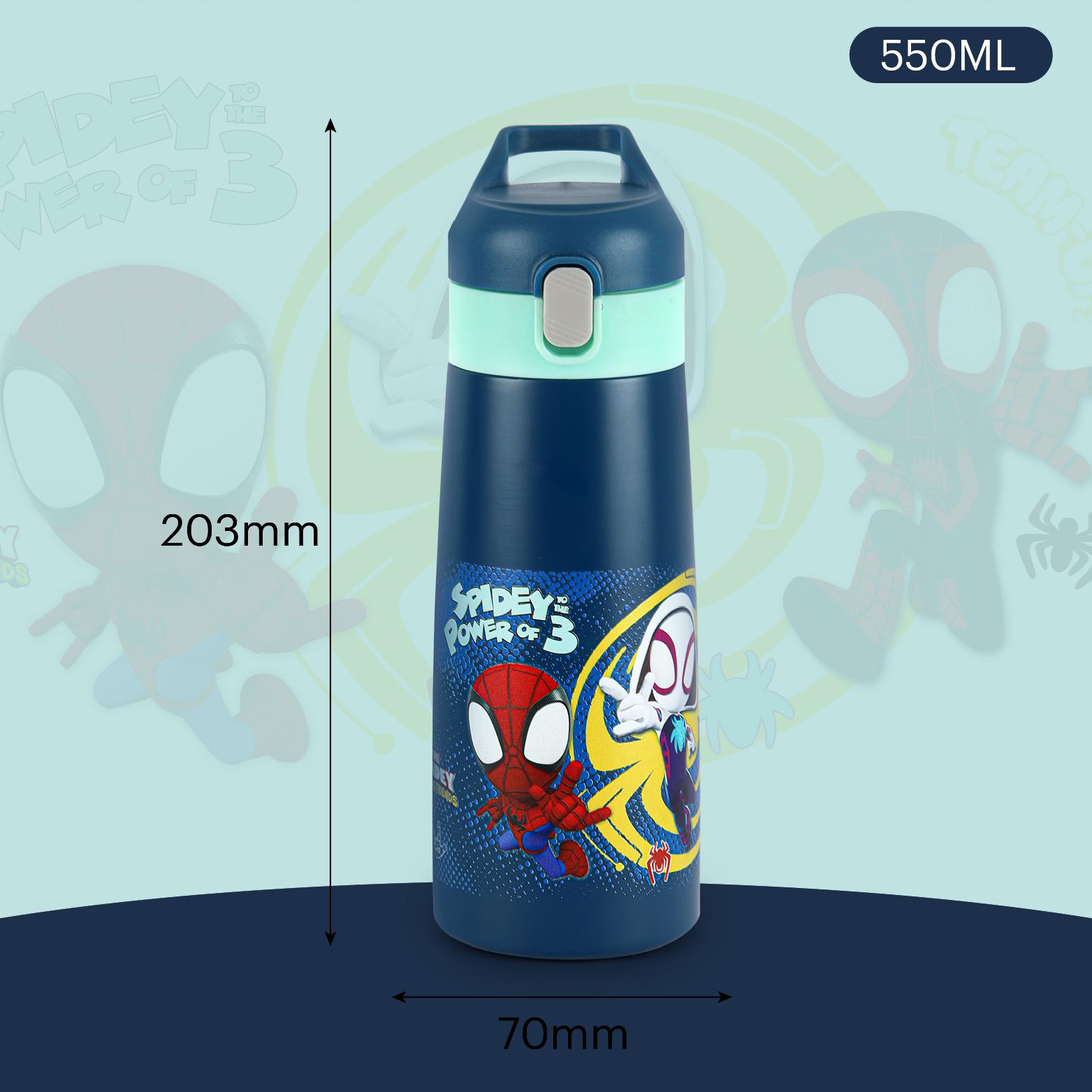 Giggle 3D Touch & Feel Designs Web Warriors, Sipper Thermosteel Flask, 550 ml Web Warriors