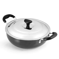 Classy Hard Anodised Kadhai with Lid, 2.5 Litres, Gas Stove Compatible / 2.5 Litres