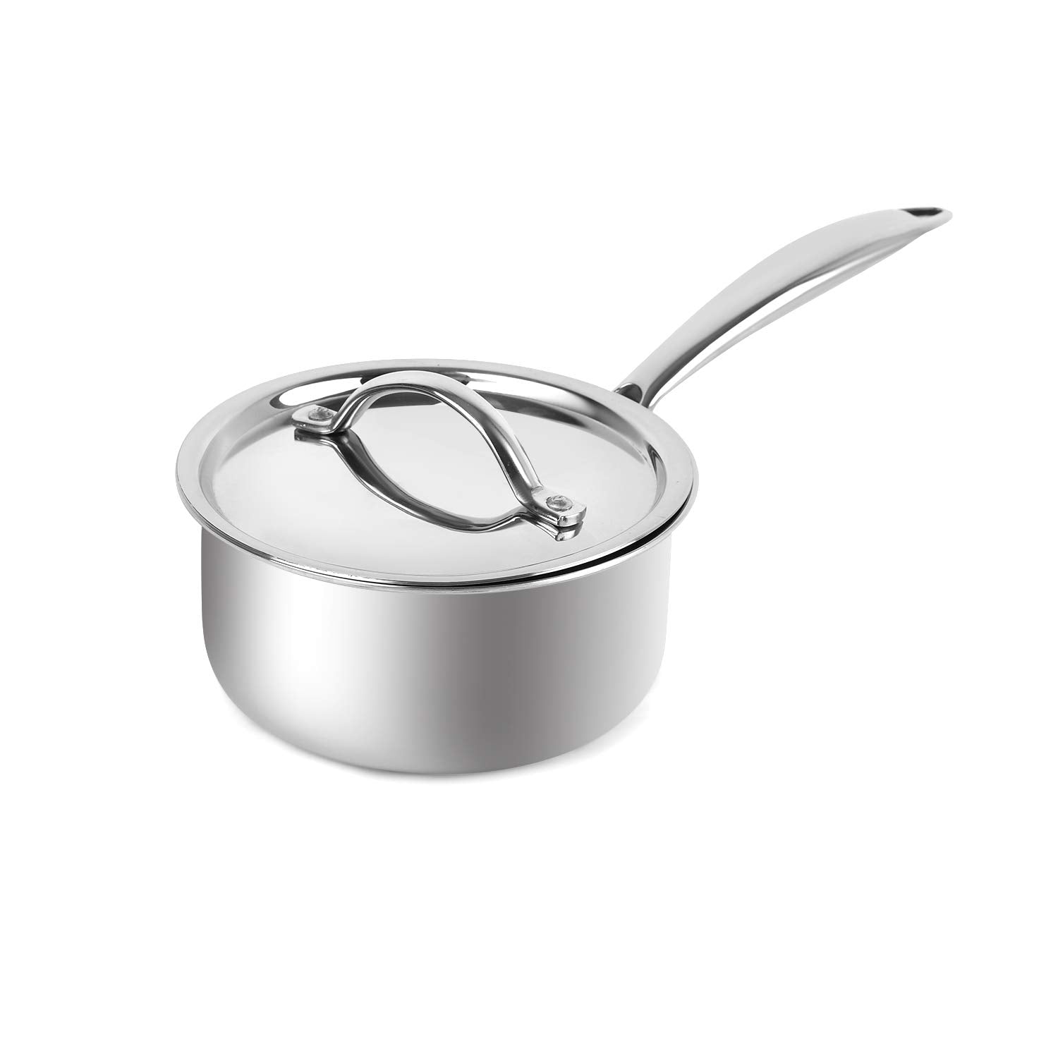 Tri-Ply Induction Base Stainless Steel Sauce Pan with Lid Silver / 1.6 Liters