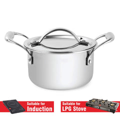 Armour Tri-Ply Induction Base Casserole with Lid Silver / 2.5 Litres