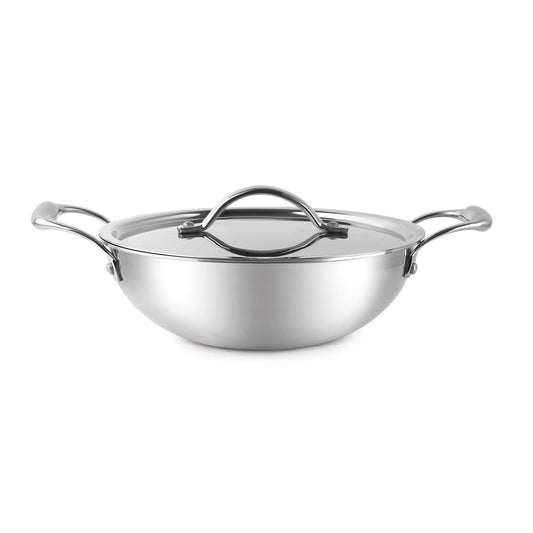 Silver|Armour Tri-Ply Induction Base Kadhai with Lid / 2.3 Litres