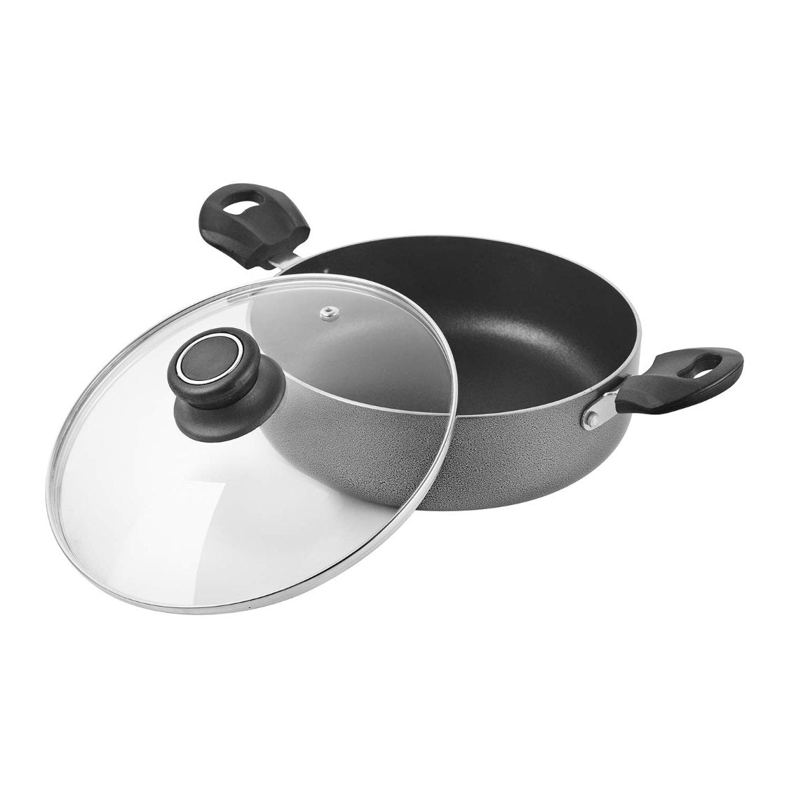 Non-Stick Prima Induction Base Cookware Set, 3 Pieces Grey