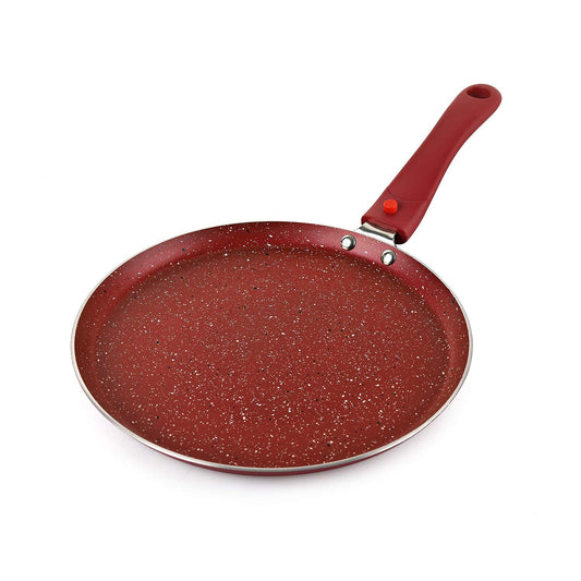 Maroon|Cookwell Induction Base Granite Dosa Tawa with Detachable Handle / 25cm