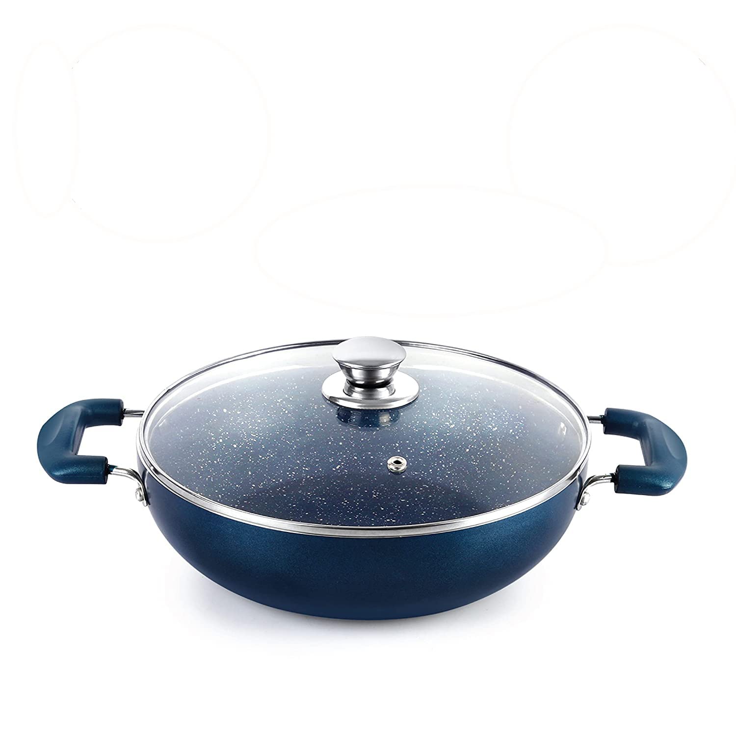 Oxford Induction Base Kadhai With Glass Lid Blue / 26cm