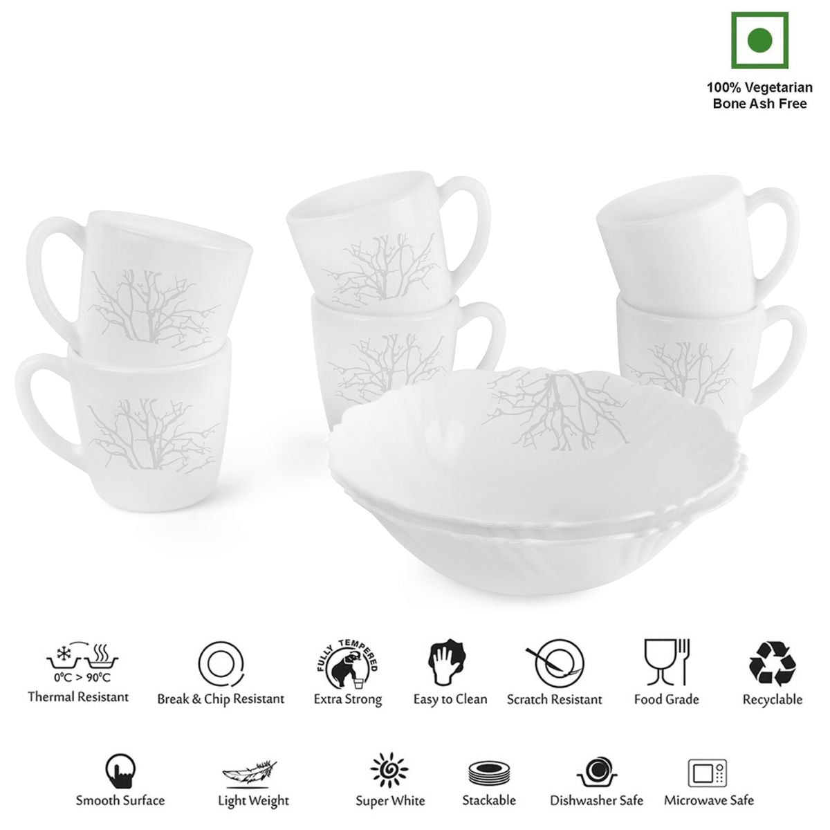 Imperial Series Quick Bite Bowl & Mug Gift set, 8 Pieces Winter Frost / 8 Pieces