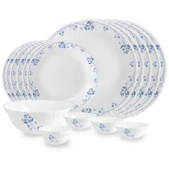 Imperial Series 19 Pieces Opalware Dinner Set for Family of 6 Dainty Blue