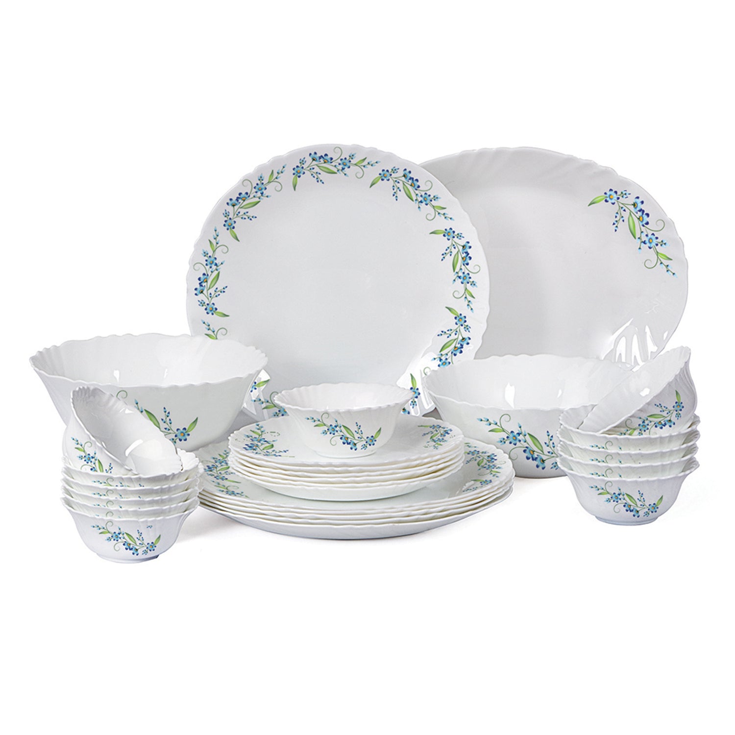 Imperial Series 27 Pieces Opalware Dinner Set for Family of 6 Blue Creeper