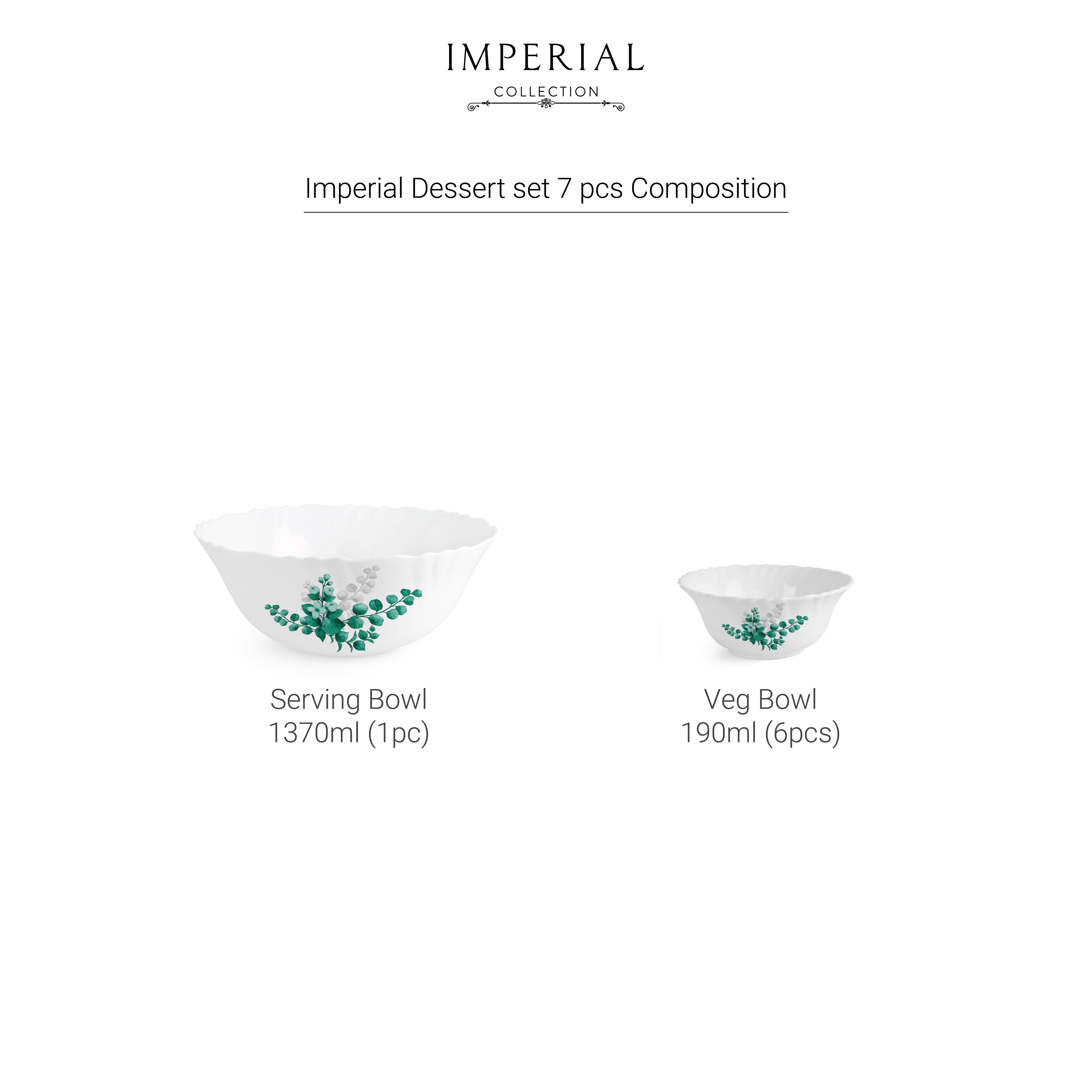 Imperial Series Dessert Set, 7 Pieces Aqua Leaves / 7 Pieces
