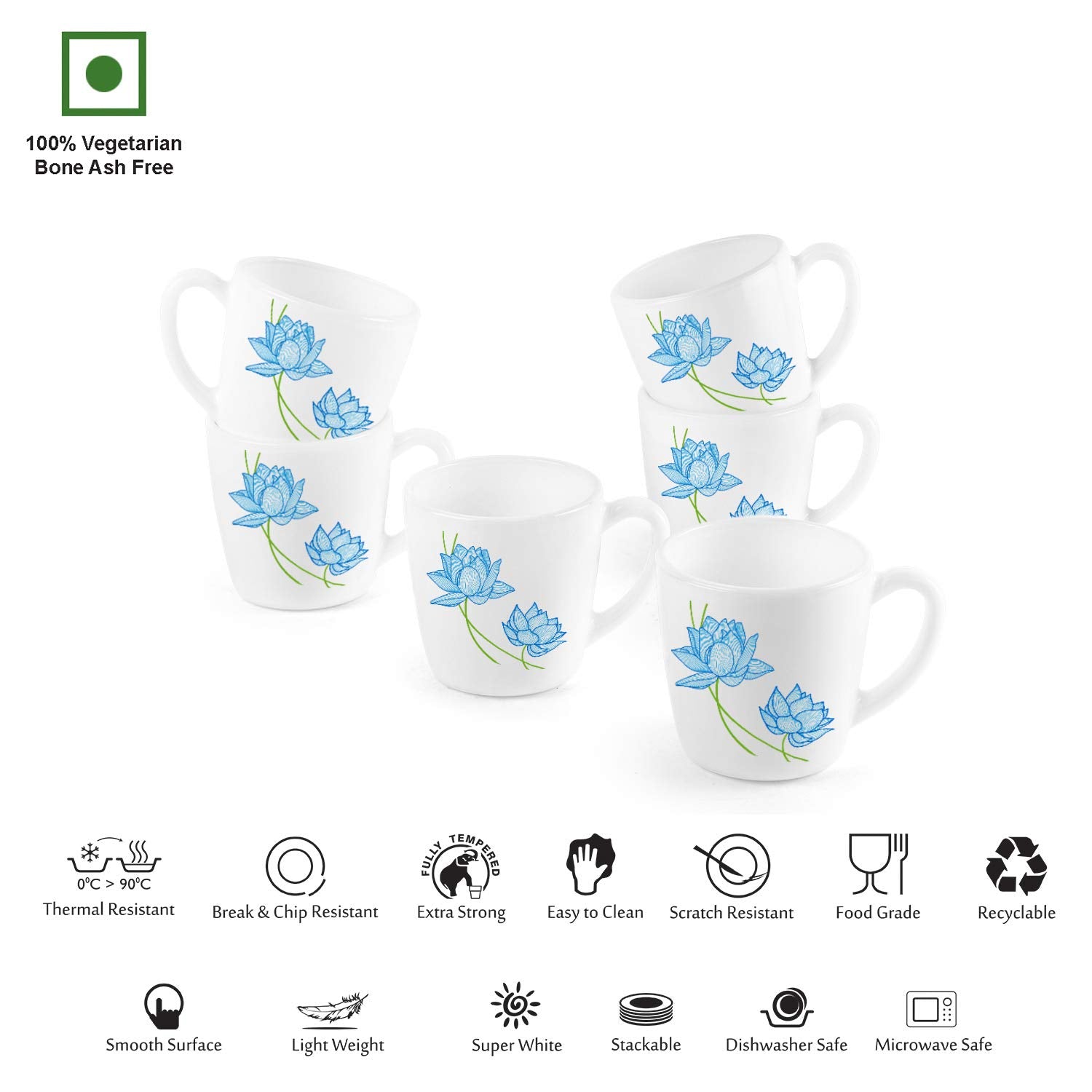 Imperial Neelkamal Ricca Mugs, 6 Pieces Small / 6 Pieces