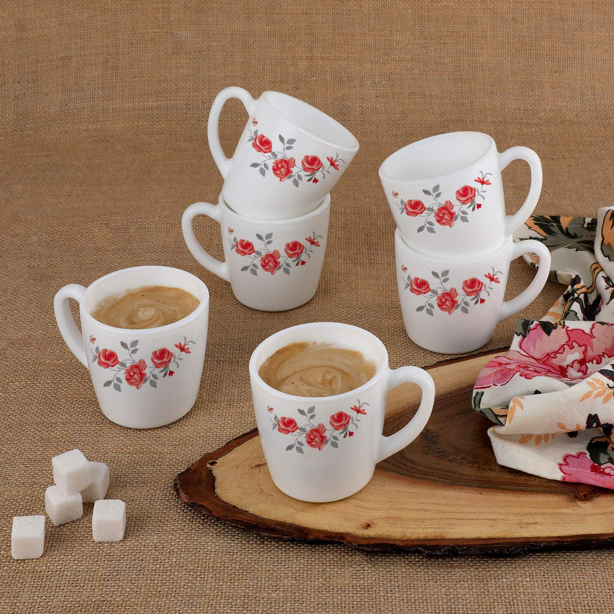 Imperial Red Rose Fantasy Ricca Mugs, 6 Pieces Small / 6 Pieces
