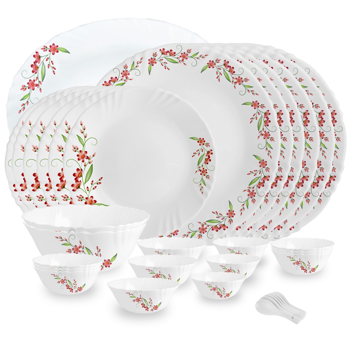 Imperial Series 33 Pieces Opalware Dinner Set for Family of 6 Cello Creeper