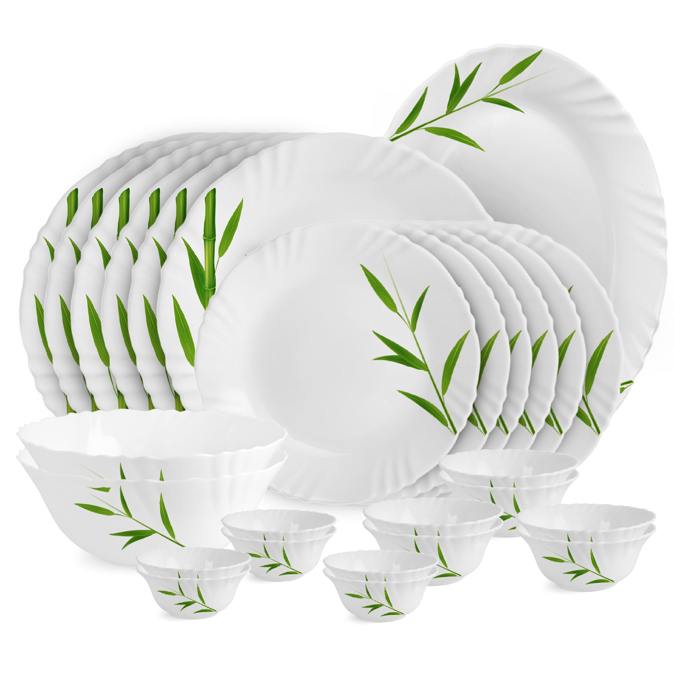 Imperial Series 27 Pieces Opalware Dinner Set for Family of 6 Bamboo Grove
