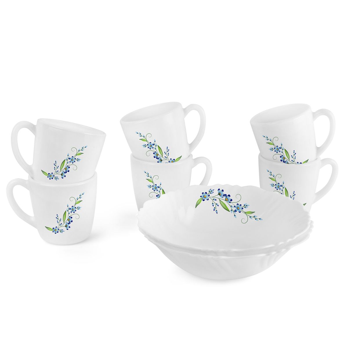 Imperial Series Quick Bite Bowl & Mug Gift set, 8 Pieces Blue Creeper / 8 Pieces