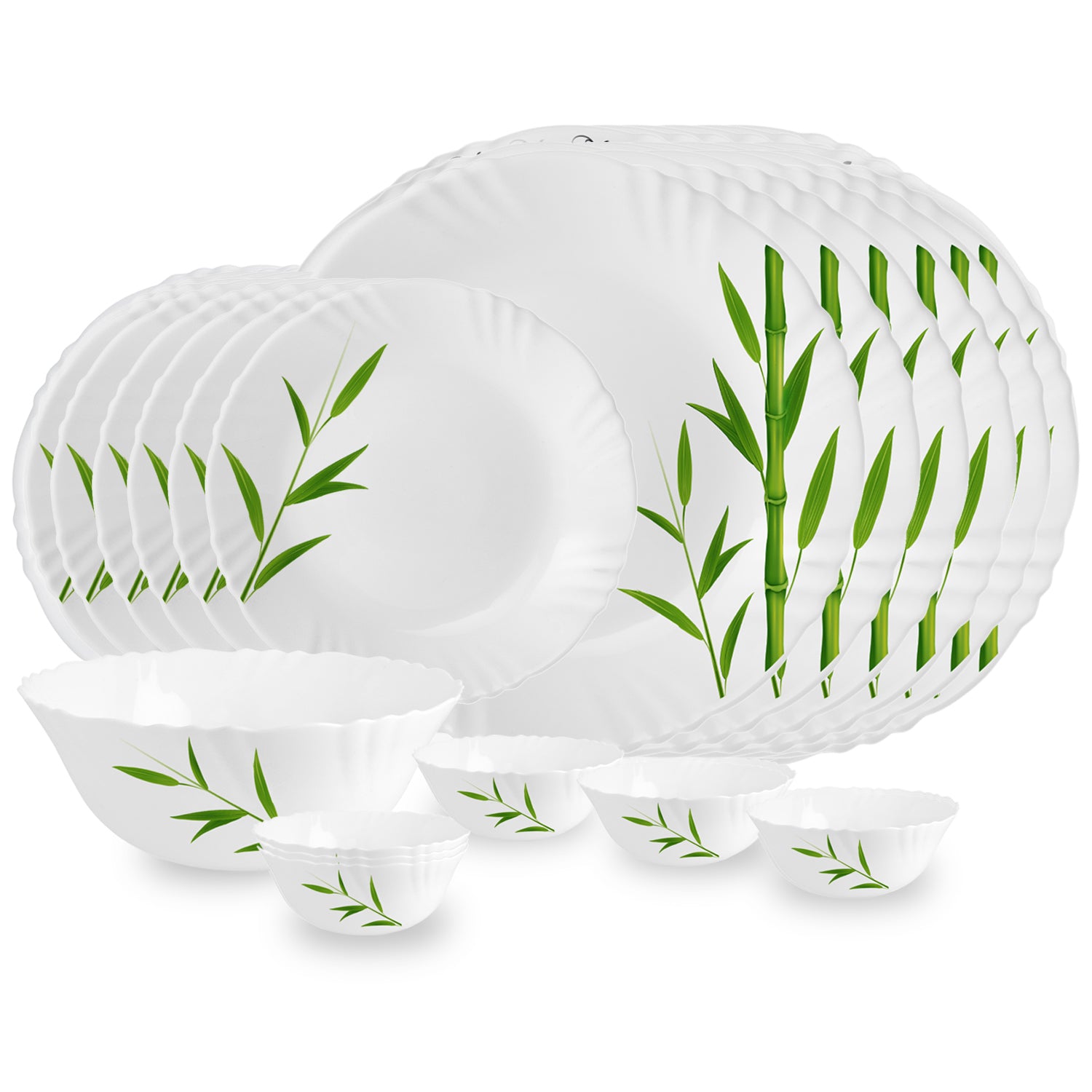 Imperial Series 19 Pieces Opalware Dinner Set for Family of 6 Bamboo Grove