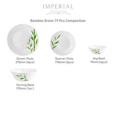 Imperial Series 19 Pieces Opalware Dinner Set for Family of 6 Bamboo Grove