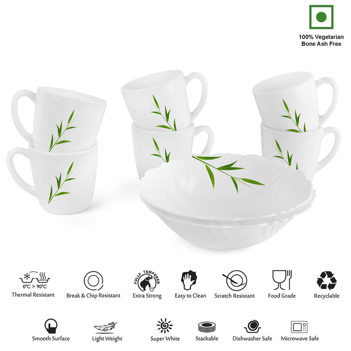 Imperial Series Quick Bite Bowl & Mug Gift set, 8 Pieces Bamboo Grove / 8 Pieces