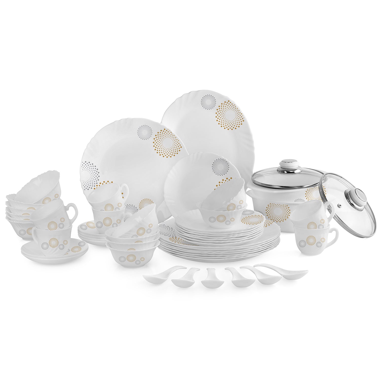 Imperial Series 45 Pieces Opalware Dinner Set for Family of 8 Crazy Dots