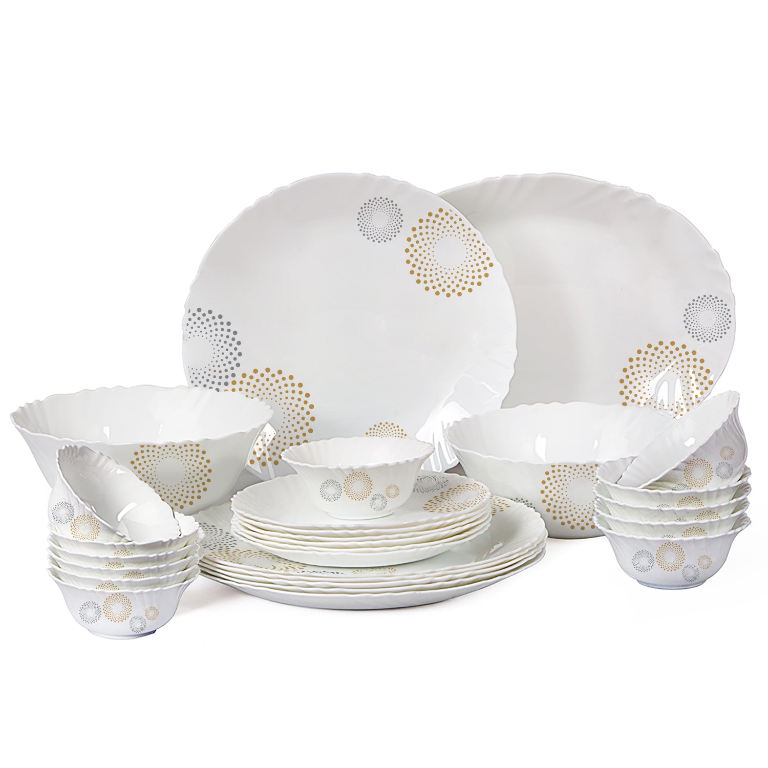Imperial Series 27 Pieces Opalware Dinner Set for Family of 6 Crazy Dots