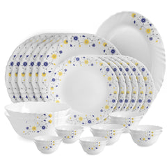 Imperial Series 27 Pieces Opalware Dinner Set for Family of 6 Blooming Daisy