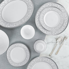 Ariana Series 27 Pieces Opalware Dinner Set for Family of 6 Strling Silver
