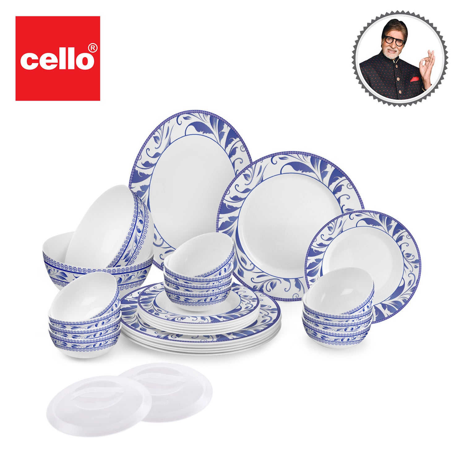 Ariana Series 27 Pieces Opalware Dinner Set for Family of 6 Blue Ocean
