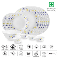 Imperial Series 19 Pieces Opalware Dinner Set for Family of 6 Blooming Daisy