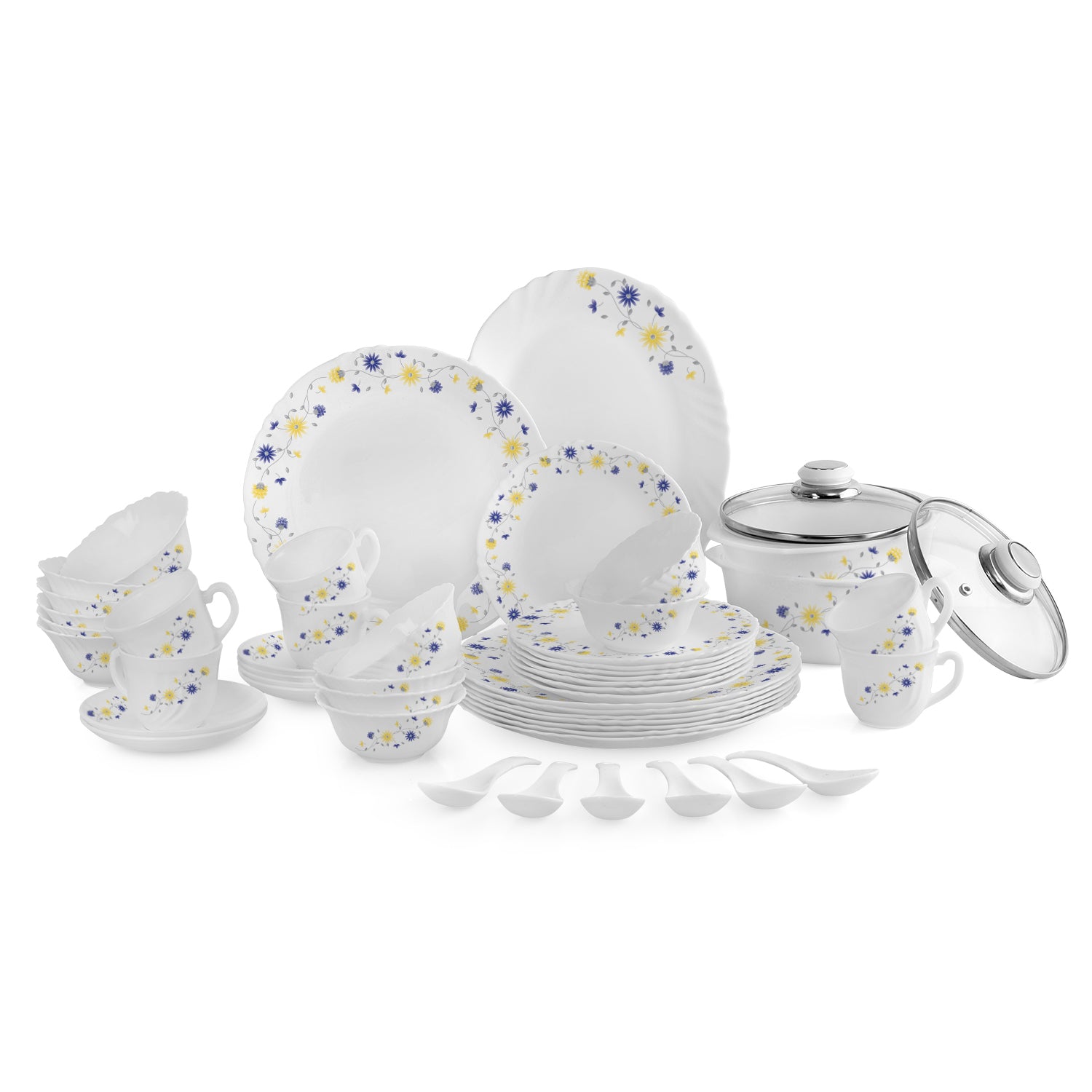 Imperial Series 45 Pieces Opalware Dinner Set for Family of 8 Bloming Daisy